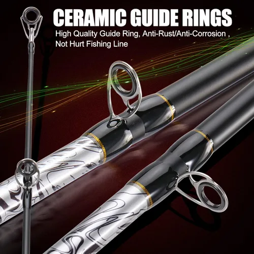 Miniatura 5 de Sougayilang Fiberglass Fishing Rod Combo with Conventional Reel, Durable P-Cork Rod Handle, Medium Heavy for Catfish Salmon and Steelhead
