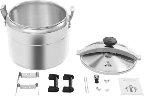 Miniatura 9 de Olla a presión de aluminio de 31.7 cuartos de galón, 2 válvulas de seguridad, 5 PSI de gran capacidad, olla para cocinas o uso comercial, estufas