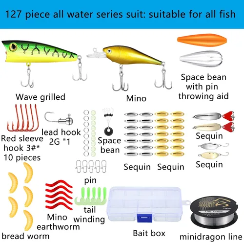 Miniatura 4 de Sosation 134 piezas Kit de herramientas de pesca Equipo y accesorios para hombres adultos familia Juego de alicates, herramienta para quitar Azul