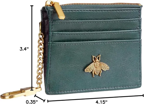 Miniatura 110 de SEAVILIA Tarjetero llavero cartera para mujer con ventana de identificación RFID monedero regalo abeja delgada minimalista pequeña cartera