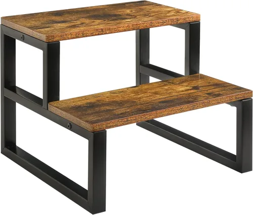 IBUYKE Taburetes de Paso de Madera de 2 Escalones para Adultos y Niños, Taburete de Paso Resistente para Junto a la Cama con Capacidad de 500
