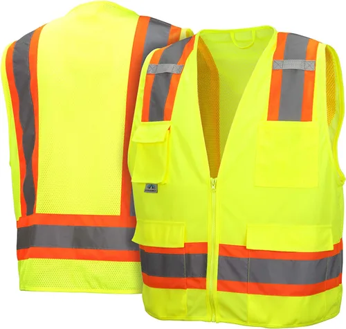 Miniatura 2 de Pyramex Class 2 Surveyor's Safety Vest with 6 Pockets, Hi-Vis Lime, 4XL verde lima (Hi Vis Lime)