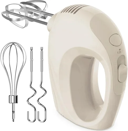 Mezclador de mano eléctrico de mano – Mezclador de cocina portátil de 7 velocidades eléctrico con 5 accesorios de acero inoxidable, batidor de