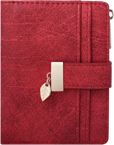 Miniatura 17 de Billetera pequeña para mujer, plegable, de piel suave, tarjetero con ventana de identificación, con cremallera, bolsillo para monedas, carteras