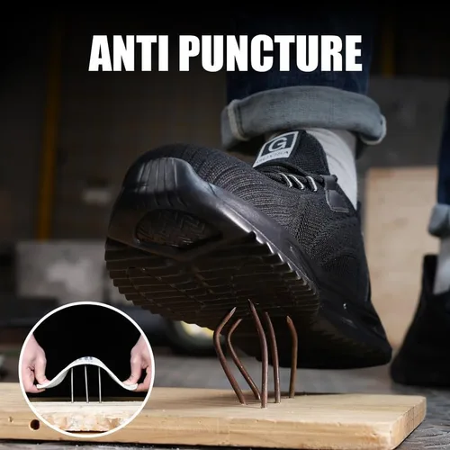 Miniatura 3 de GLANOUDUN Zapatos de punta de acero para hombres y mujeres, zapatos de trabajo transpirables para hombres, zapatos de trabajo ligeros con punta