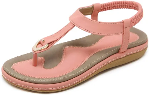 SHIBEVER Sandalias bohemias para mujer de verano con cuentas y tirantes delgados al tobillo, zapatos elegantes