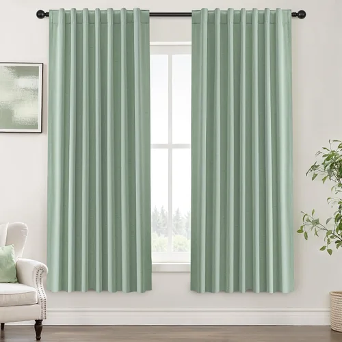 Miniatura 75 de UHITECH Cortinas opacas de 35 pulgadas de largo para sala de estar, 2 paneles, cortina opaca corta para cocina para ventanas pequeñas, cortinas