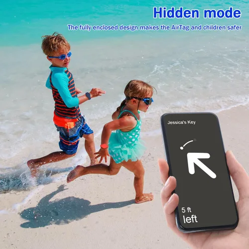 Miniatura 4 de R-fun Resistente al agua para pulseras de Air Tag [Paquete de 2] Compatible con Apple Air Tag Finders con silicona suave, funda protectora Azul