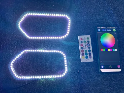Miniatura 6 de Sando Tech X2 Ajuste para Polaris Sportsman RZR RGB Cambio de Cambio 2011+ 450 500 570 800 1000 LED Faro Halo Anillos Bluetooth APP y control remoto
