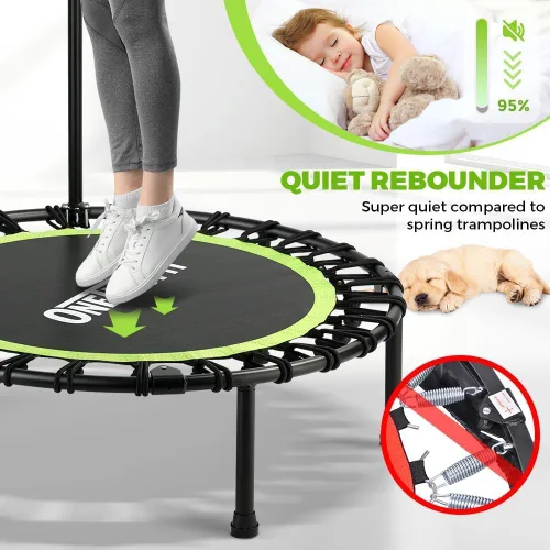 Miniatura 6 de ONETWOFIT Foldable Rebounder Trampoline for Adults, 40/45” Mini Fitness Trampoline W/Adjustable Foam Handle Bungees, Quiet Exercise Trampoline for