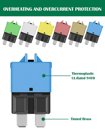 Miniatura 4 de LENKRAD Fusible reiniciable automotriz 5A, 10A, 15A, 20A, 25A, 30A, ATC, ATO, surtido de fusibles de reinicio manual para automóvil, disyuntor