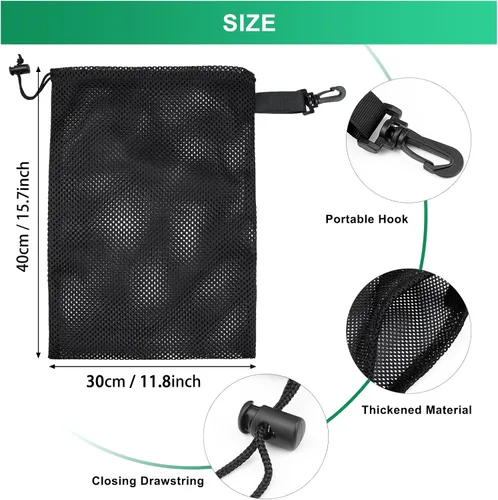 Miniatura 2 de 10 bolsas de malla con clips, bolsas de almacenamiento de nailon portátiles para juguetes, almacenamiento deportivo, actividades al aire libre, etc.