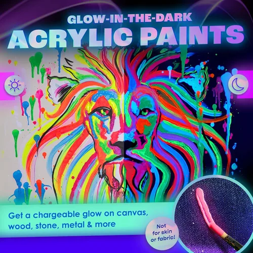 Miniatura 4 de neon nights, pintura que brilla en la oscuridad luminiscente fosforescente pintura autoluminosa - Juego de 8