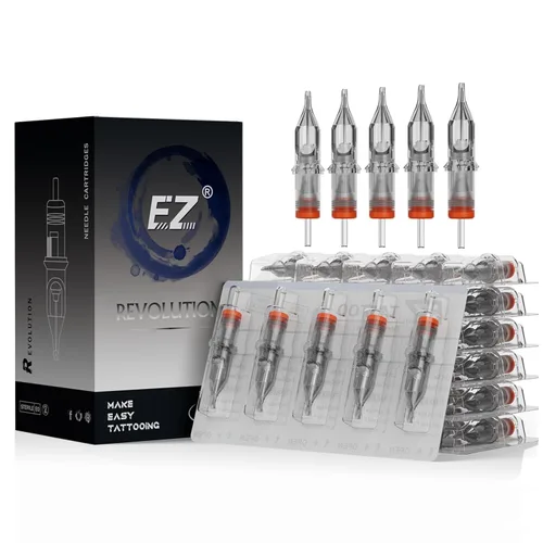 Miniatura 8 de EZ 100 agujas de cartucho de tatuaje Revolution surtidas 3RL 5RL 7RL 5RS 7RS 7M1 9M1 11M1 9CM 15CM con 2 agarres de aluminio agujas de tatuaje