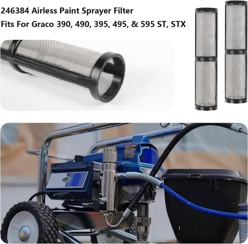 Miniatura 2 de Filtro pulverizador de pintura sin aire 246384 Filtro de colector de bomba 390 395 490 495 595 Pieza de repuesto 5 Pack 60 Pantalla de malla