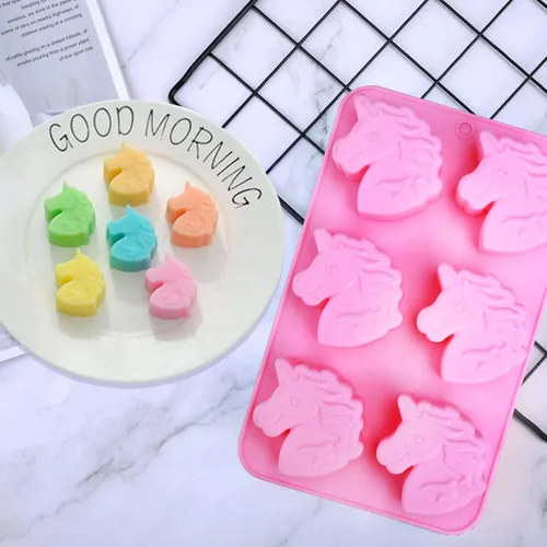 Miniatura 4 de Molde de silicona de unicornio para crayones de caballo, molde de silicona para bombas de baño de unicornio, moldes para jabón, dulces, chocolate