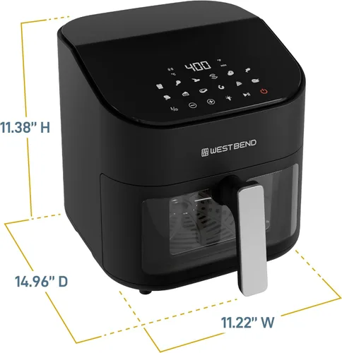 Miniatura 18 de West Bend Freidora de aire digital de 4.5 cuartos de galón, compacta con 12 preajustes, temperatura ajustable para comidas crujientes rápidas, cesta