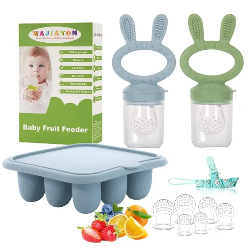 Miniatura 15 de Alimentador de frutas y moldes para paletas de leche materna para bebés, recipientes de almacenamiento de bandeja de congelación de alimentos