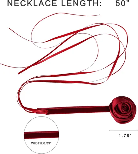 Miniatura 2 de iuviwey Gargantilla negra con cordones de flores de camelia para mujeres y niñas