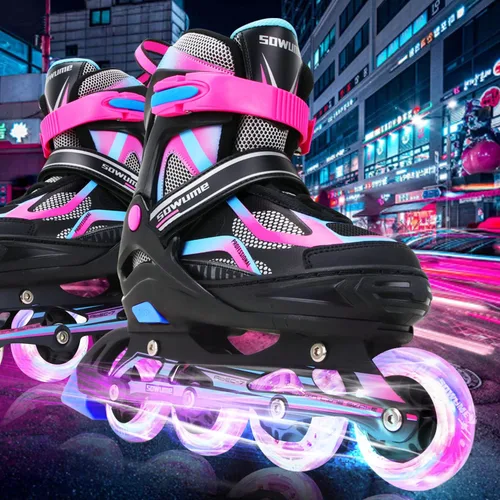 Miniatura 7 de Patines en línea ajustables para niñas y niños, patines con todas las ruedas iluminadas, patines para mujer para niños y adultos, hombres, mujeres