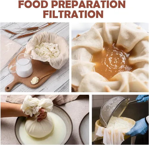 Miniatura 6 de 12 paños de queso reutilizables para colar de 20 x 20 pulgadas, paños de queso de grado 100 con bordes dobladillados, 100% algodón sin blanquear