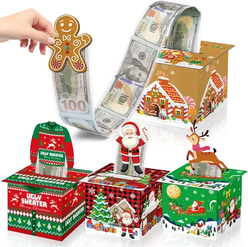 Suministros para fiestas de Navidad, caja de tarjetas de felicitaciones, cajas de regalo para regalo de Navidad, cajas de regalo de papel navideño,