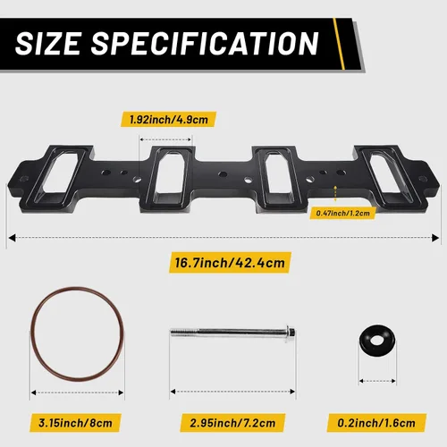 Miniatura 6 de LS1 Placas adaptadoras de colector de admisión rectangular para culata de puerto catedral a LS3 LSA ZL1 CTS-V (negro)