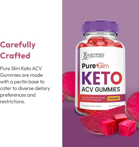 Miniatura 4 de Justified Laboratories Paquete de 2 gomitas Pure Slim Keto ACV de fórmula avanzada de 1000 mg PureSlim Keto Gummies Vinagre de sidra de manzana