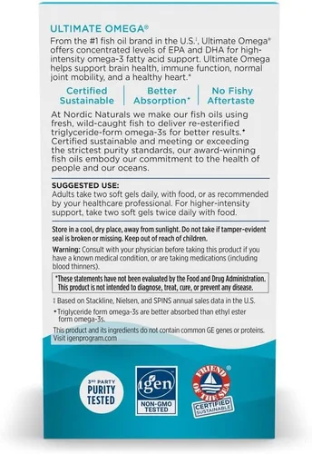 Miniatura 6 de Nordic Naturals Ultimate Omega, sabor a limón, 180 geles suaves, 1280 mg de Omega-3, aceite de pescado Omega-3 de alta potencia con EPA y DHA