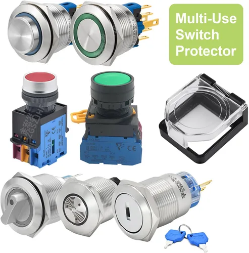 Miniatura 7 de 4 protectores de plástico transparente para interruptor de botón, a prueba de polvo, pomo de parada de emergencia para botón de encendido de 0.866