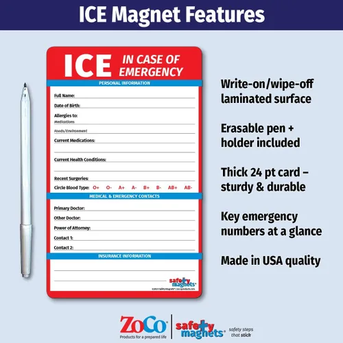 Miniatura 2 de Safety Magnets by ZOCO - Imán de contacto en caso de emergencia (ICE) para personas mayores - Tarjeta de información médica File of Life