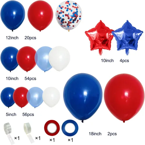 Miniatura 2 de PERPAOL Kit de guirnalda de globos de color azul marino, rojo y blanco, 140 unidades, para graduación de clase de 2024, día 4 de julio, bandera