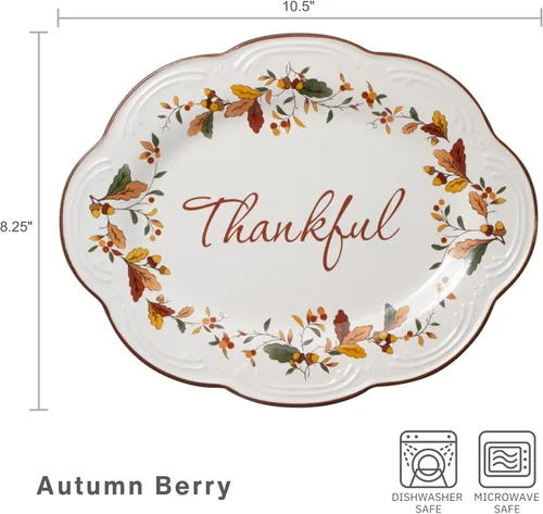 Miniatura 2 de Pfaltzgraff Autumn Berry - Bandeja ovalada pequeña, 10.5 pulgadas, color crema