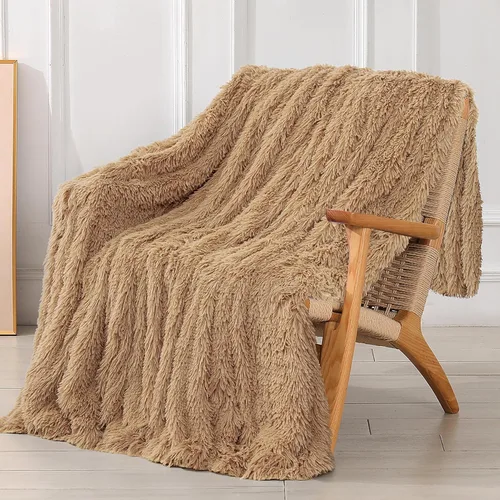 Miniatura 12 de Tuddrom - Manta decorativa extra suave de piel sintética, 50 x 60 pulgadas (127 x 152.4 cm), reversible, de doble capa, de pelo largo, mullida, Rosa