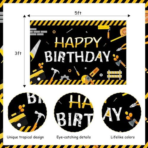 Miniatura 5 de Herramientas para decoración de fiesta de cumpleaños para niños y hombres, herramientas de fondo de feliz cumpleaños, herramientas de telón de fondo