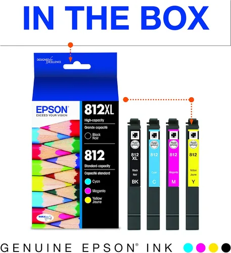 Miniatura 6 de Epson T812 DURABrite Ultra - Tinta de capacidad estándar negro y color - Paquete combinado de cartuchos (T812120-BCS) y T812 DURABrite Ultra Tinta