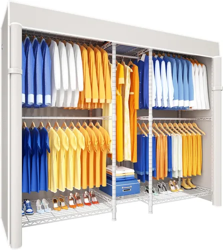 Miniatura 13 de Ulif E12C - Sistema organizador de armario de servicio pesado, estantes de ropa independientes para colgar ropa, perchero ajustable de 71 pulgadas