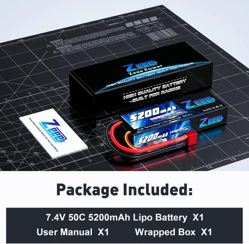 Miniatura 6 de Zeee 2S 5200mAh Lipo Battery 7.4V 50C Estuche rígido con conector T para RC Truck RC Truggy RC Heli Airplane Drone FPV Racing (1 unidad)