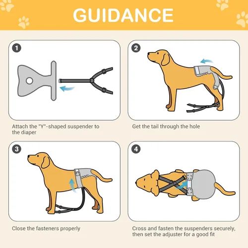 Miniatura 5 de Paquete de 3 Avont Pañales Lavables para Perras con Tirantes, Pañales Reutilizables para Perritas en Período de Celo e Incontinencia para Perros