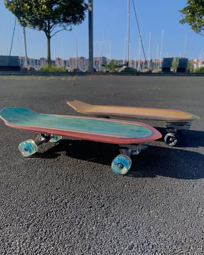 Miniatura 6 de Shark Wheel Ruedas de crucero Longboard de 2.835 in, fórmula ADN, juego de 4 ruedas Buje azul transparente.
