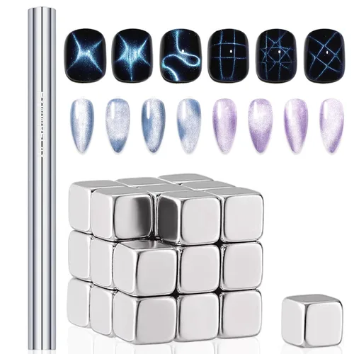 Miniatura 13 de 4 Piezas Imán Extra Grande Cilíndrico de Ojo de Gato para Uñas, Imán Magnético de Doble Cabeza, Varilla de Esmalte en Gel Multifuncional