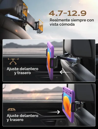 Miniatura 4 de LISEN Soporte para iPad de automóvil, reposacabezas y tableta, accesorios esenciales de viaje por carretera para mujeres, hombres, niños, regalos