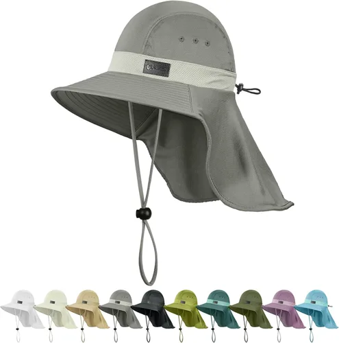 Miniatura 8 de Sukeen Cooling Sun Hat for Men Women UPF50+ Wide Brim Fishing Hat with Neck Flap Adjustable Foldable Bucket Hat for Hiking