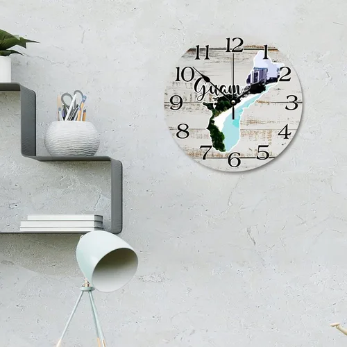 Miniatura 3 de Guam Map - Reloj de pared de viaje con paisaje urbano de Guam, atracciones turísticas, relojes de pared grandes de 12 pulgadas, funciona