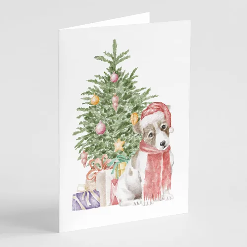 Miniatura 58 de Caroline's Treasures CK8213GCA7P Bulldog, Bulldog Inglés #2 - Tarjetas de felicitación y sobres de árbol de Navidad, paquete de 8 tarjetas en blanco