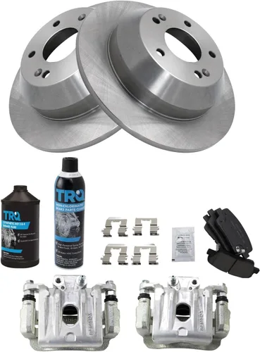 Miniatura 2 de TRQ Kit de pastillas de freno trasero y rotor, pinza de freno, kit químico pastillas de freno Rotor de freno de cerámica compatible con Hyundai