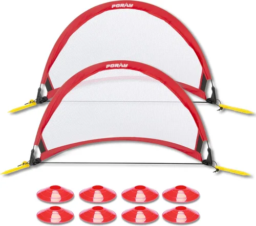 Miniatura 9 de Poray Soccer Goal for Kid Easy-up Set of Two Portable Soccer Net 210D Oxford with 8 Field Marker Cones Extra Stakes Fun for Backyard and Soccer Azul