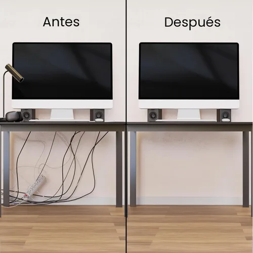Miniatura 4 de EVEO Kit de gestión de cables debajo del escritorio (6 unidades) - Ocultador de cables para gestión de cables debajo del escritorio, ocultador