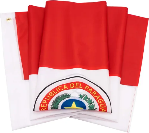 Miniatura 2 de DANF - Bandera paraguaya de 3 x 5 pies Resistente a la decoloración, ojales de latón, cabecera de lona gruesa bandera de poliéster de 3 x 5 pies