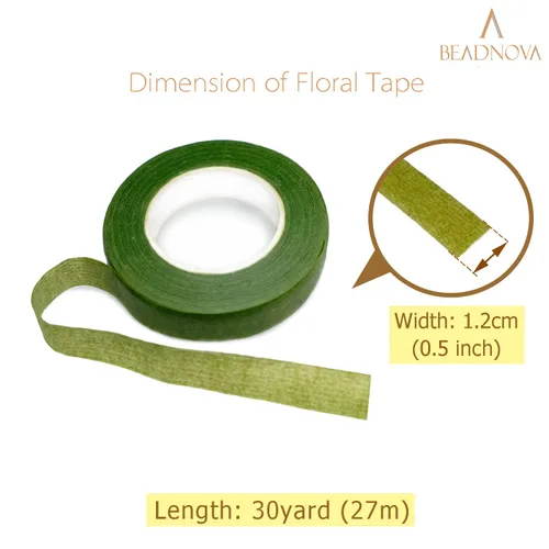Miniatura 2 de BEADNOVA Cinta floral de 1/2 pulgada, cinta floral verde para ramos de flores, arreglos florales, envoltura de tallo para manualidades